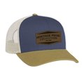 thumbnail image 1 of Heritage Pride EST. 1998 Leather Patch Trucker Snapback Hat-Ocean Blue/Amber Gold-Beige Mesh, 1 of 4