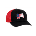 thumbnail image 1 of Heritage Pride Embroidered American Flag Filled Farm Animals Patriotic Mesh Back Trucker Hat, Cow and Calf, Black/Red, 1 of 4