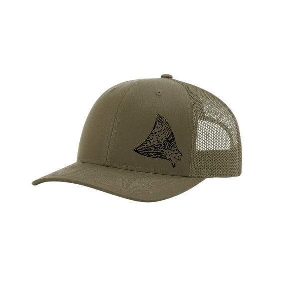 Heritage Pride Embroidered Rainbow Trout Tail Trucker Hat, Loden- Black Embroidery
