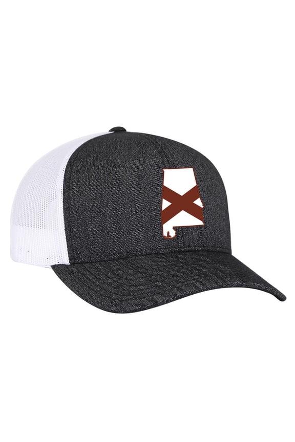 Embroidered State Flag Mesh Back Trucker Hat-Alabama