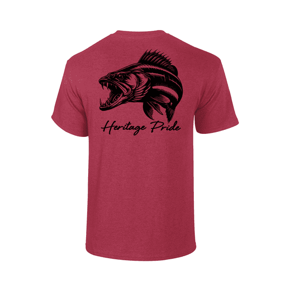 Heritage Pride Fierce Walleye Fishing Outdoors Short Sleeve T-shirt-Antique Cherry-xl