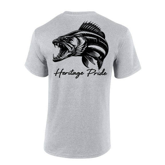 Heritage Pride Fierce Walleye Fishing Outdoors Short Sleeve T-shirt-Sports Grey-large