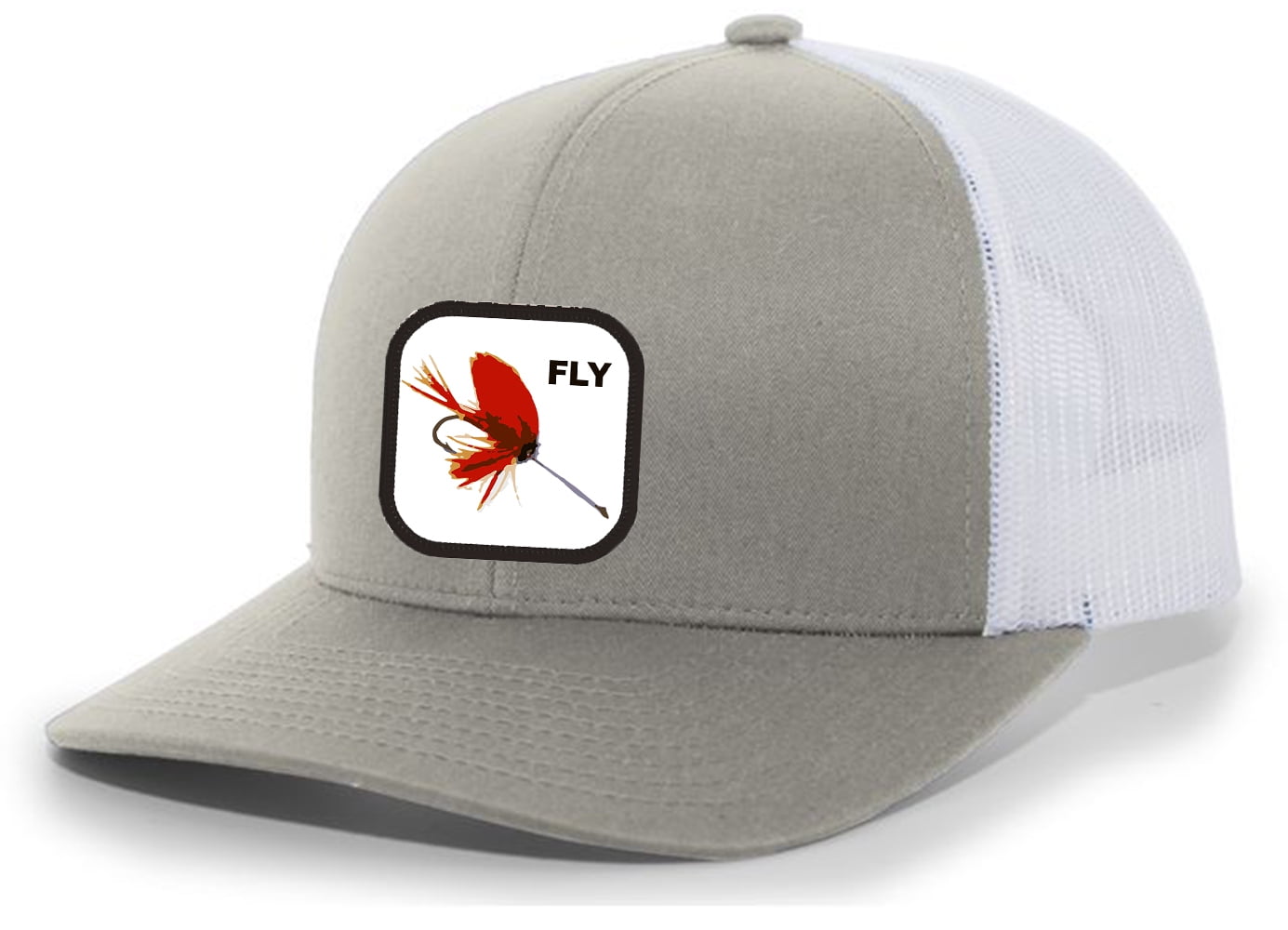 Heritage Pride Fish Hat Red Fly Fishing Lure Embroidered Patch Mesh Back Trucker  Hat Saltwater Fishing Freshwater Fishing Baseball Cap, Silver/White 