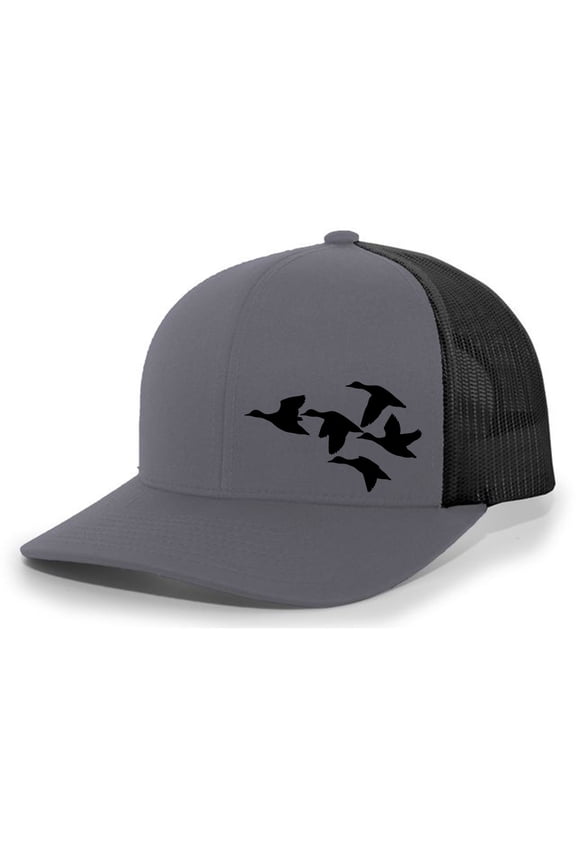 Flying Ducks Mens Mesh Back Trucker Hat Baseball Cap, Charcoal/Black