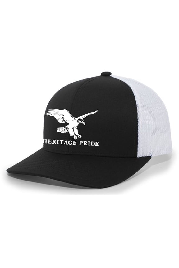 Flying Eagle Mens Embroidered Mesh Back Trucker Hat Baseball Cap, Black/White