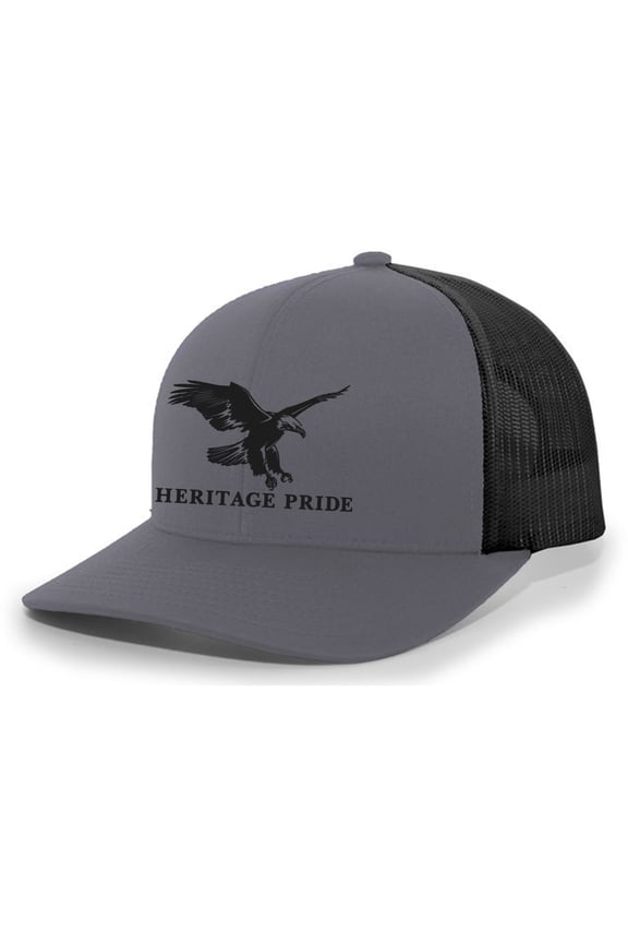 Flying Eagle Mens Embroidered Mesh Back Trucker Hat Baseball Cap, Charcoal/Black