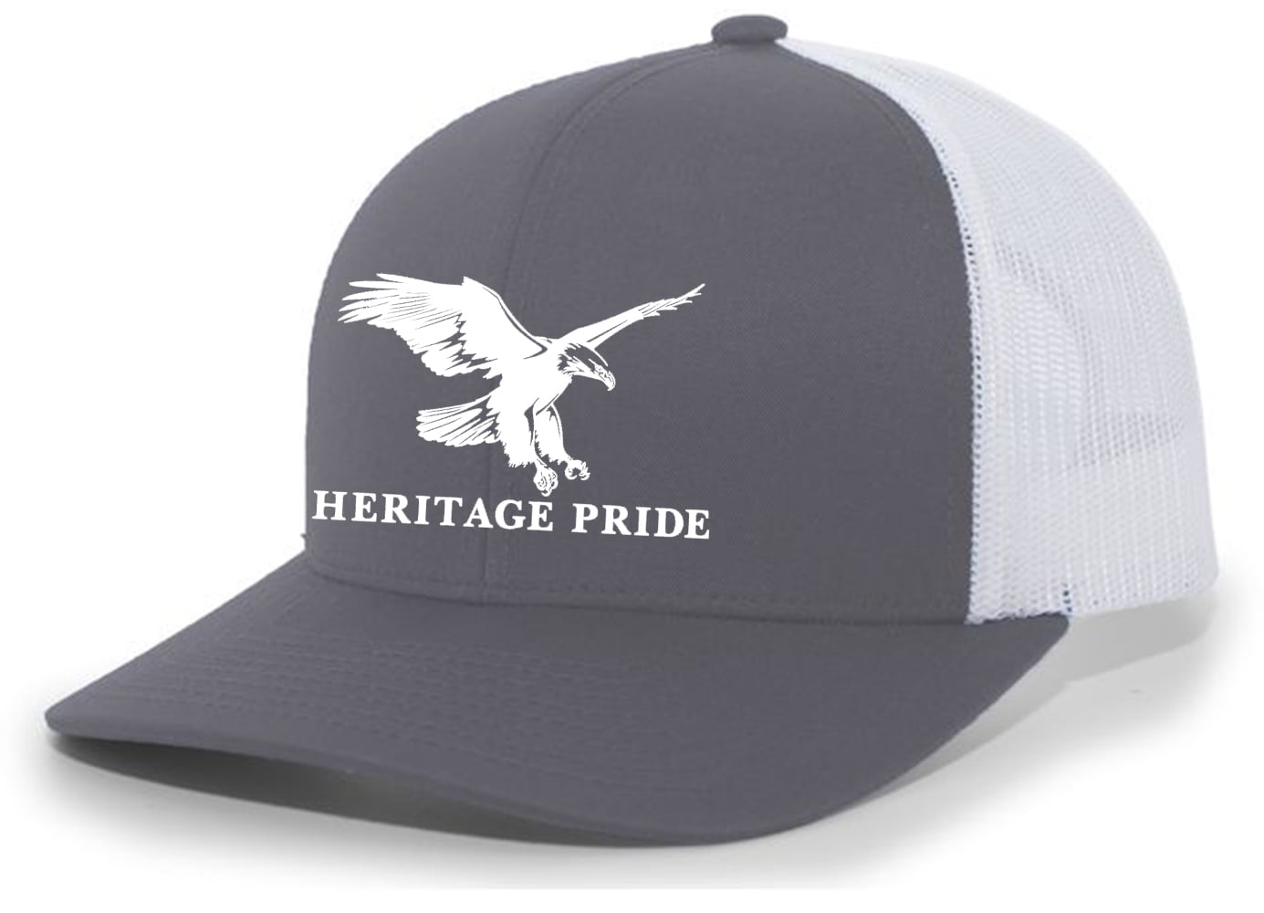Heritage Pride Fishing Hook Outdoors Mens Embroidered Mesh Back Trucker Hat  Baseball Cap, Silver/White