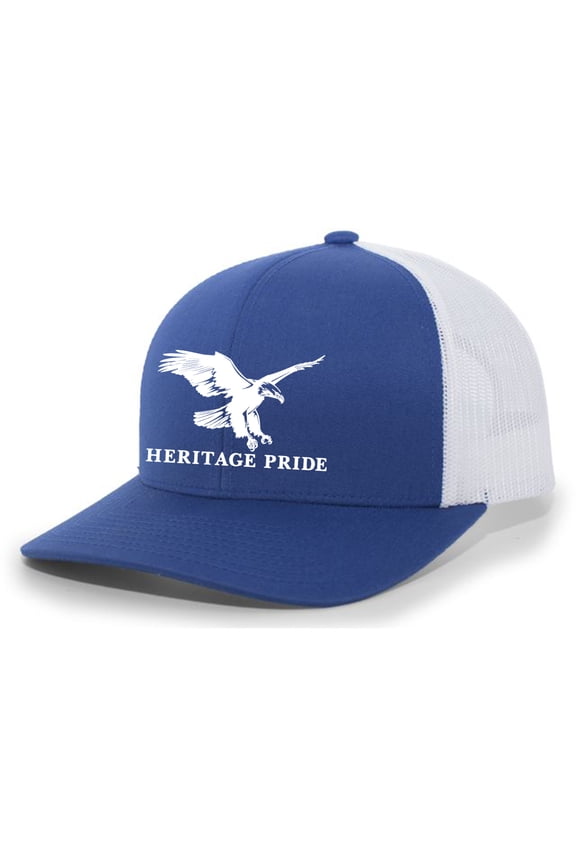 Flying Eagle Mens Embroidered Mesh Back Trucker Hat Baseball Cap, Royal/White