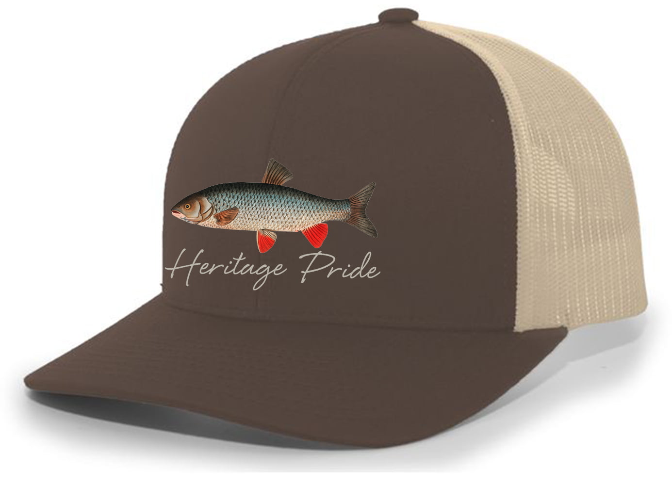 Heritage Pride Freshwater Fish Collection Carp Fishing Mens Embroidered  Mesh Back Trucker Hat Baseball Cap, Royal/White 