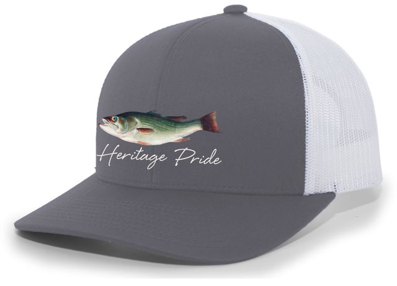 Heritage Pride Freshwater Fish Collection Largemouth Bass Fishing Mens  Embroidered Mesh Back Trucker Hat Baseball Cap, Navy/White 