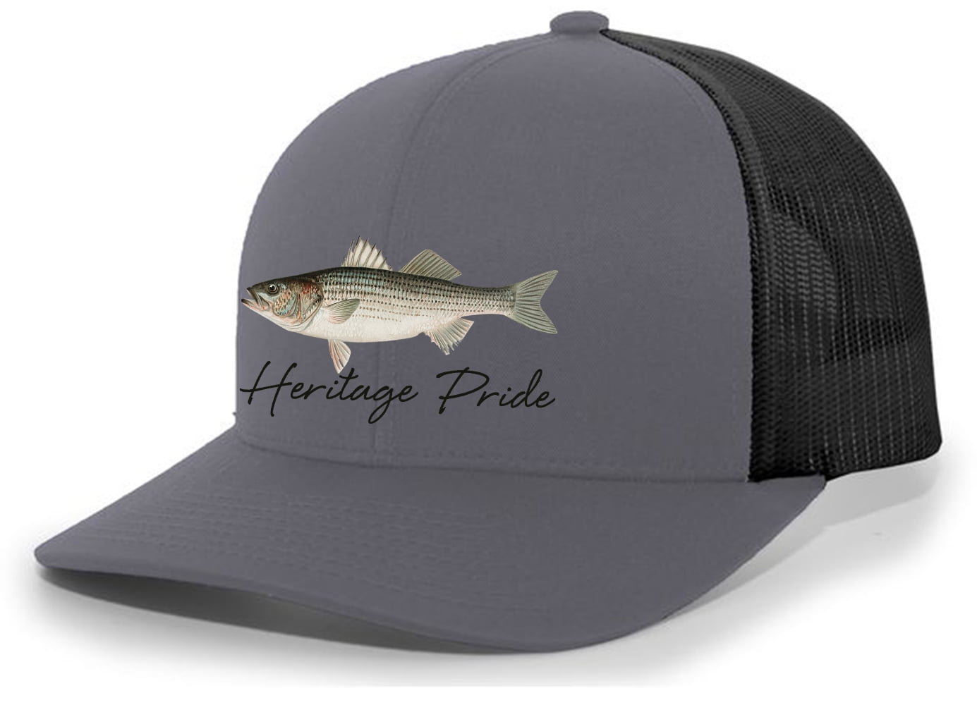Heritage Pride Freshwater Fish Collection Striped Bass Fishing Mens  Embroidered Mesh Back Trucker Hat Baseball Cap, Royal/White 