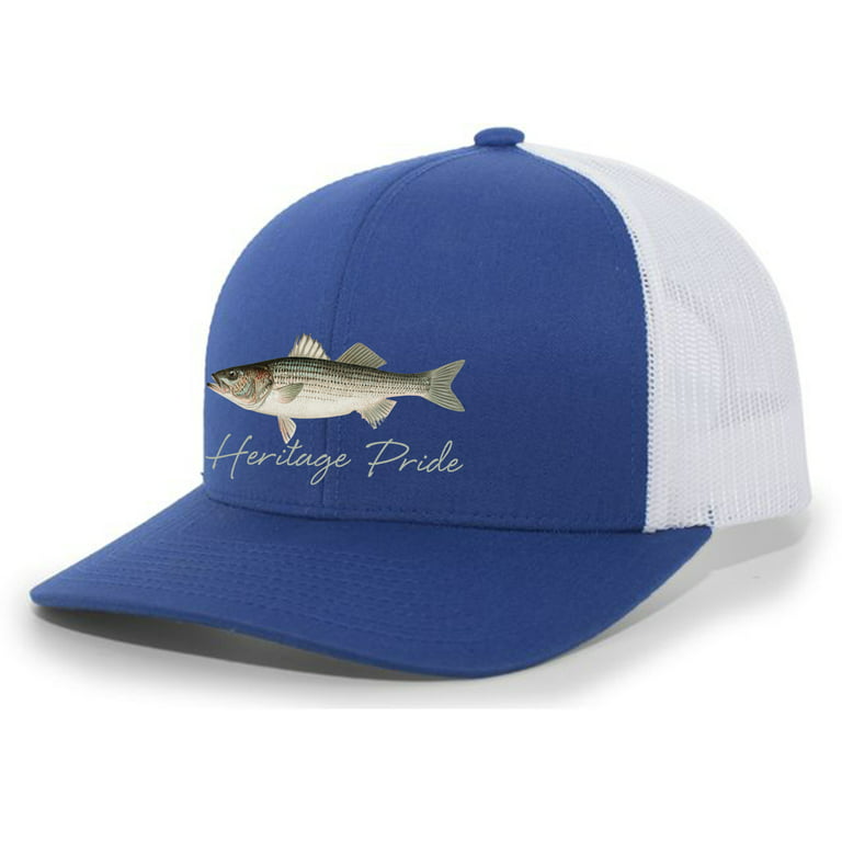 https://i5.walmartimages.com/seo/Heritage-Pride-Freshwater-Fish-Collection-Striped-Bass-Fishing-Mens-Embroidered-Mesh-Back-Trucker-Hat-Baseball-Cap-Royal-White_cde5dc4c-9383-43f9-913a-7d5048c757da.26c69a7bea392f697db94464a8caf534.jpeg?odnHeight=768&odnWidth=768&odnBg=FFFFFF