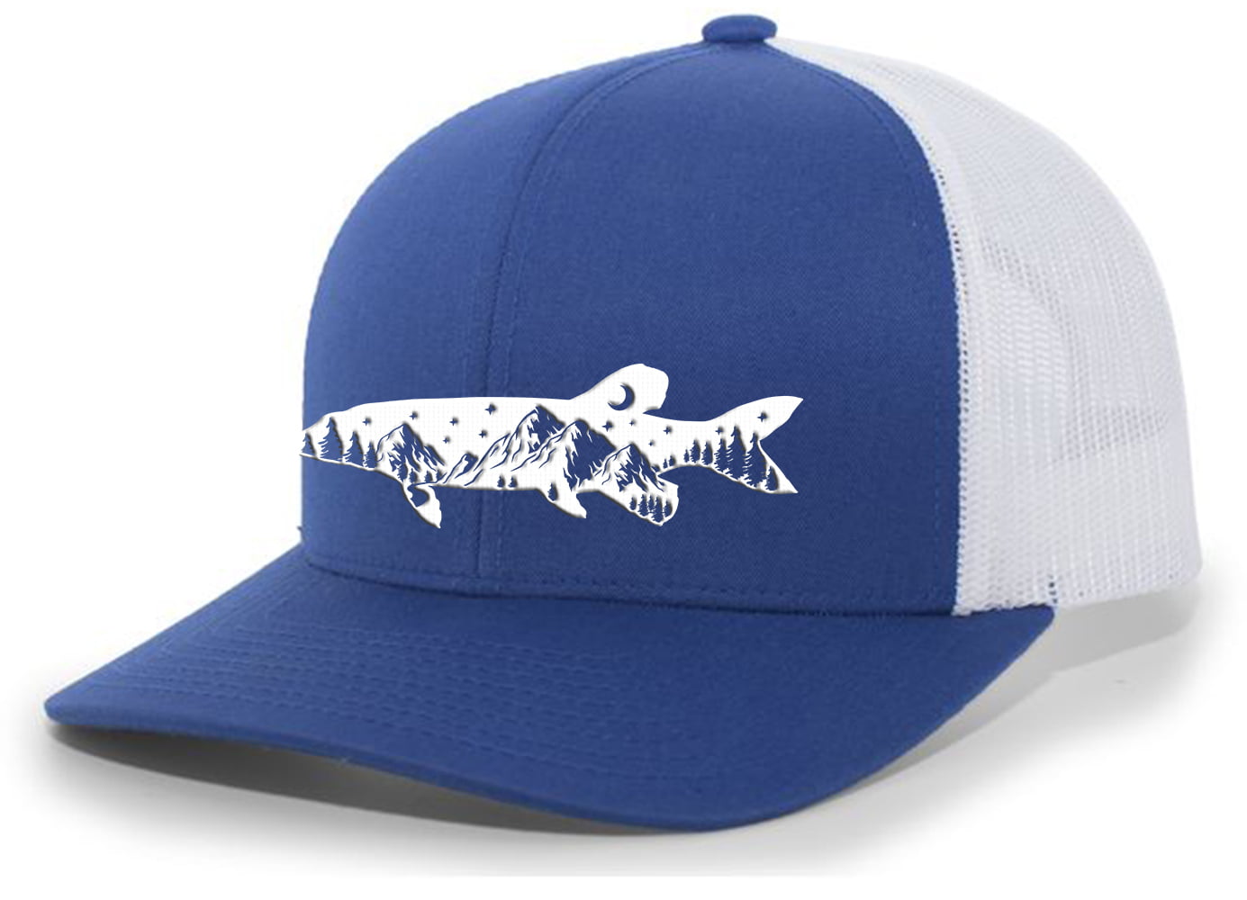 Heritage Pride Freshwater Fish Lake Fishing Silhouette Script Mens  Embroidered Mesh Back Trucker Hat Baseball Cap