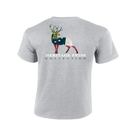 Heritage Pride Georgia Deer Buck Antlers Hunting Patrotic Men's T-shirt-Sports Grey-XL