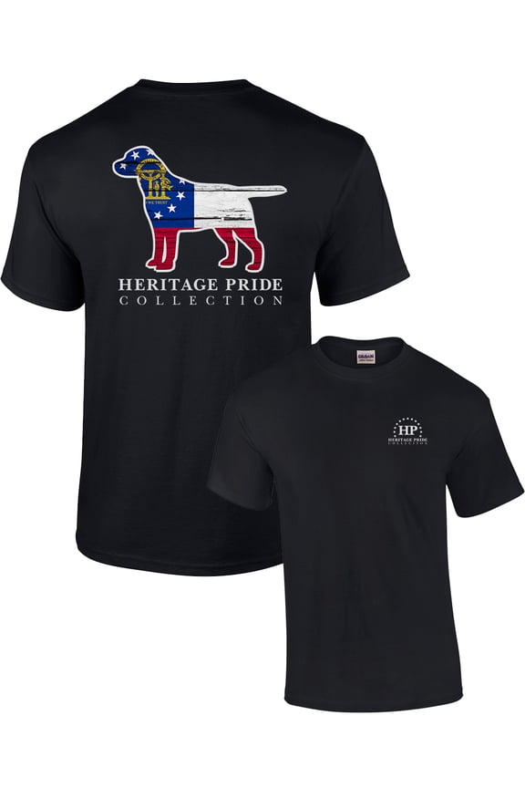 Heritage Pride Georgia Dog Puppy Canine Patriotic Adult Short Sleeve T-shirt-Black-Small