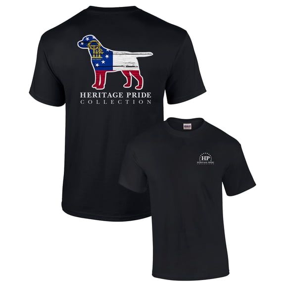 Heritage Pride Georgia Dog Puppy Canine Patriotic Adult Short Sleeve T-shirt-Black-XXXL