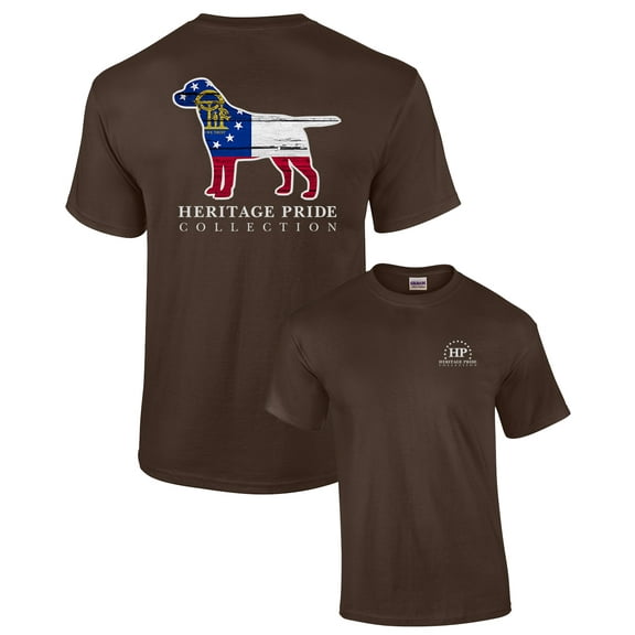 Heritage Pride Georgia Dog Puppy Canine Patriotic Adult Short Sleeve T-shirt-Brown-Medium