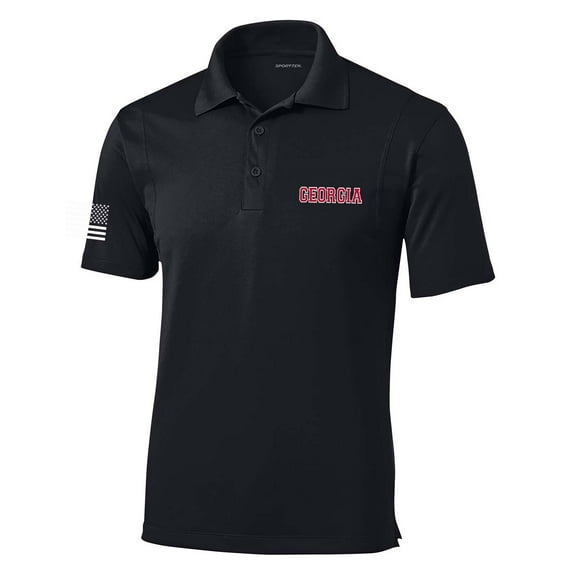Heritage Pride Georgia Football Team Color State Name Embroidered Golf Polo-Black-large