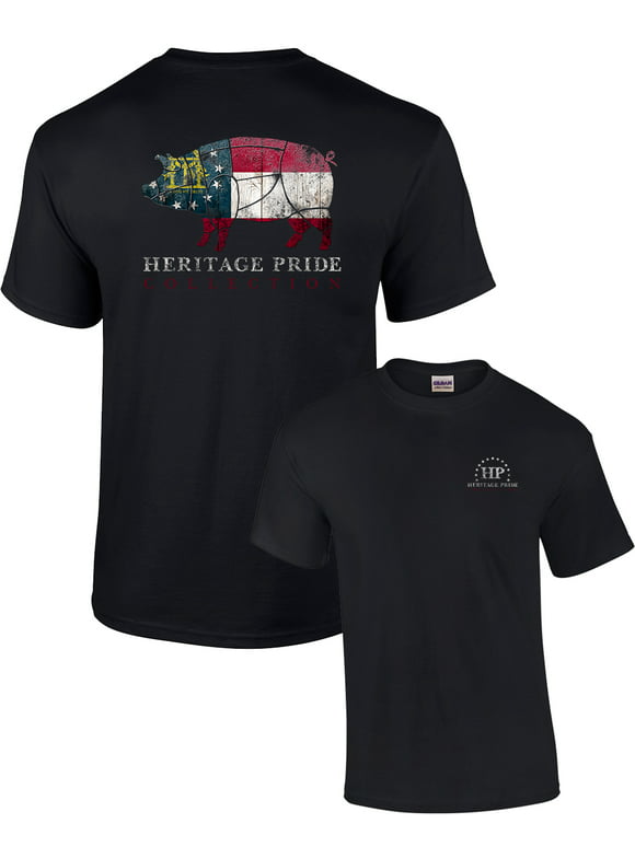 Heritage Pride Georgia Pig Patriotic Adult Short Sleeve T-shirt-Black-Small