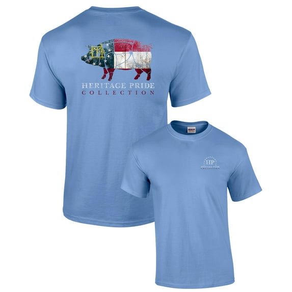 Heritage Pride Georgia Pig Patriotic Adult Short Sleeve T-shirt-Carolina-XL