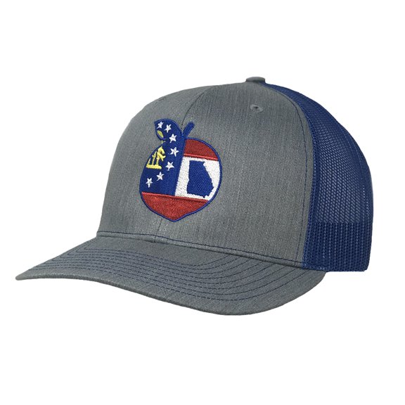 Heritage Pride Georgia State Flag Peach Trucker Hat-Demin, Royal Mesh