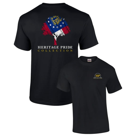 Heritage Pride Georgia Tree Patriotic Adult Short Sleeve T-shirt-Black-Small