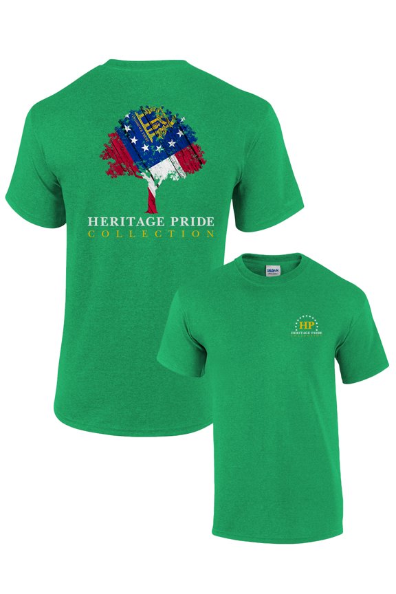 Heritage Pride Georgia Tree Patriotic Adult Short Sleeve T-shirt-Kelly-Medium