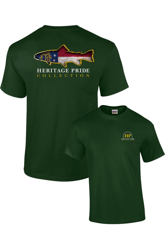 Heritage Pride Georgia Trout Patriotic Adult Short Sleeve T-shirt-Forest-Small