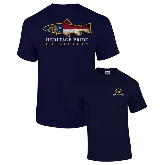 Heritage Pride Georgia Trout Patriotic Adult Short Sleeve T-shirt-Navy-XXXL