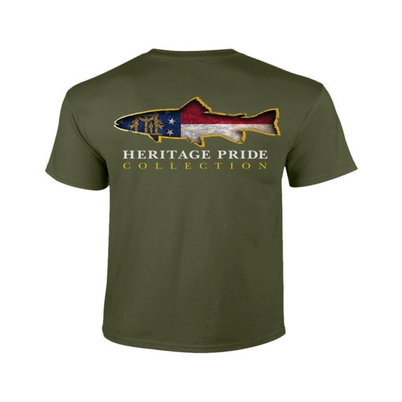 Heritage Pride Georgia Trout Patriotic Adult Tee-Military Green-Medium