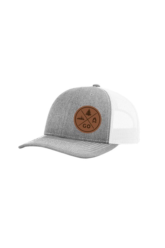 Heritage Pride Go Outdoors Patch Adult Trucker Hat-Heather Grey/White