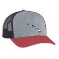 thumbnail image 1 of Heritage Pride Grey Heather, Charcoal, Varsity Red, American Flag Embroidered State Pride Hats-Hawaii, 1 of 4