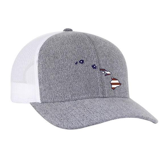 Heritage Pride Grey Heather and White American Flag Embroidered State Pride Hats-Hawaii