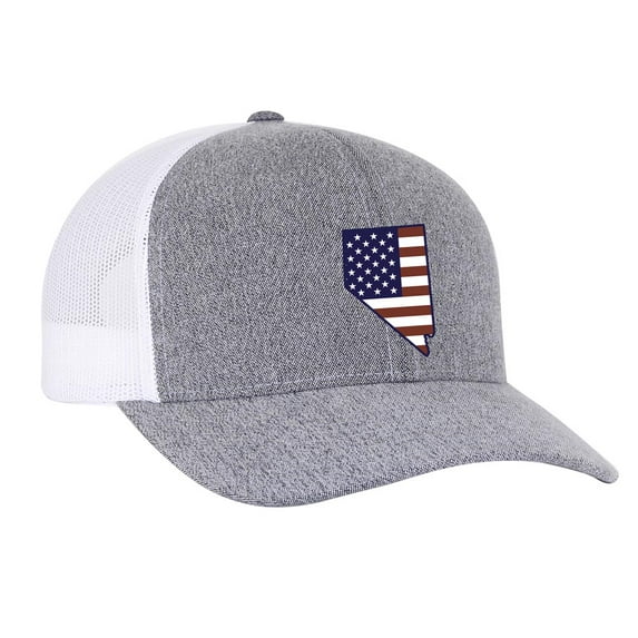 Heritage Pride Grey Heather and White American Flag Embroidered State Pride Hats-Nevada