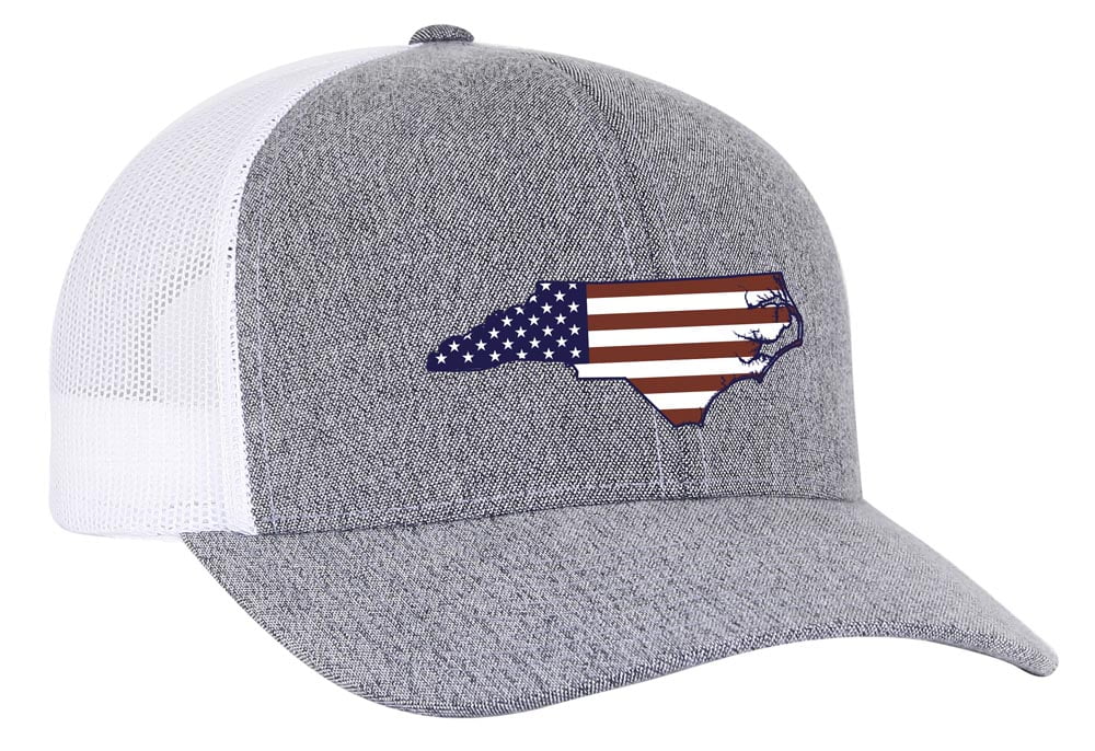 Heritage Pride Idaho State Pride Hat - Heather Grey & White Laser Engraved Leather Patch Trucker Snapback