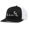 thumbnail image 1 of Heritage Pride Hat Deer Heartbeat Mens Mesh Back Trucker Hat Baseball Cap-Black/White, 1 of 1