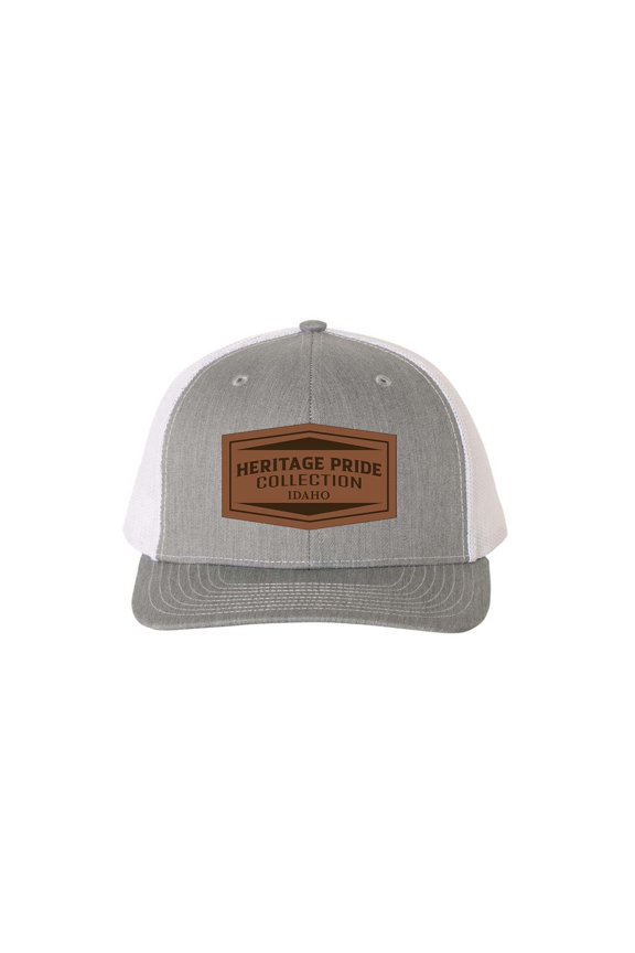 Heather Grey and White Laser Engraved Leather Patch State Pride Hat-Idaho