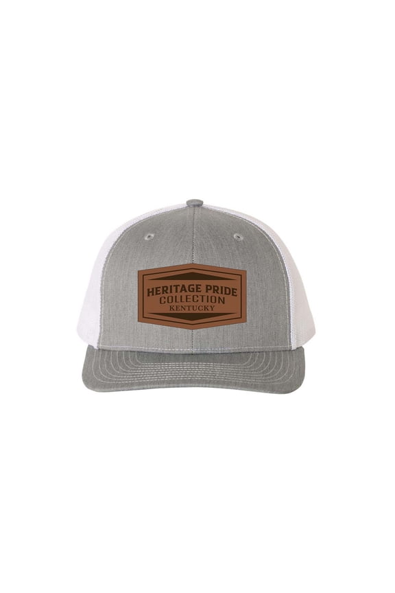 Heather Grey and White Laser Engraved Leather Patch State Pride Hat-Kentucky