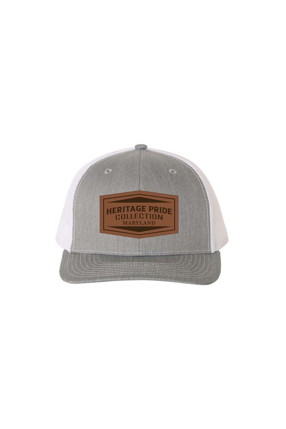 Heather Grey and White Laser Engraved Leather Patch State Pride Hat-Maryland