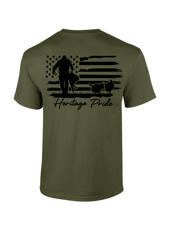 Hunter With Wild Turkey Distressed American Flag Mens Short-Sleeve T-Shirt-Military-5xl