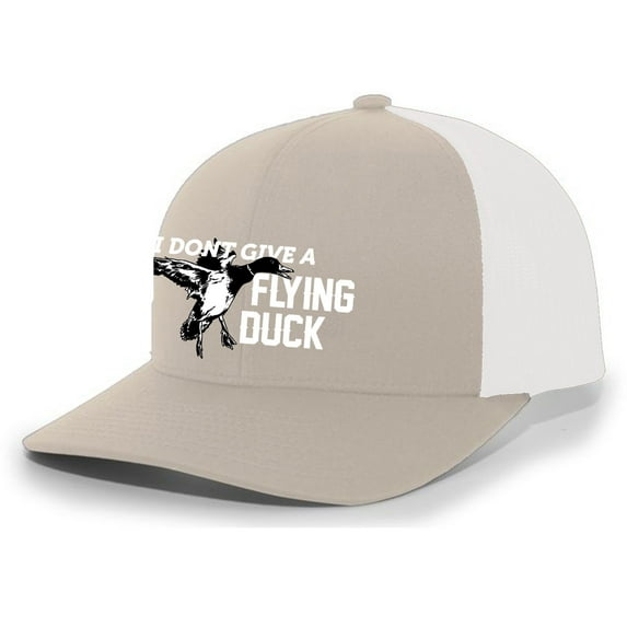 Heritage Pride I Don't Give A Flying Duck Mesh Back Embroidered Trucker Hat Baseball Cap, Khaki/White