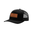 thumbnail image 1 of Heritage Pride Laser Engraved Leather Patch Georgia Peach Mesh Back Trucker Hat, Black/Black, 1 of 4