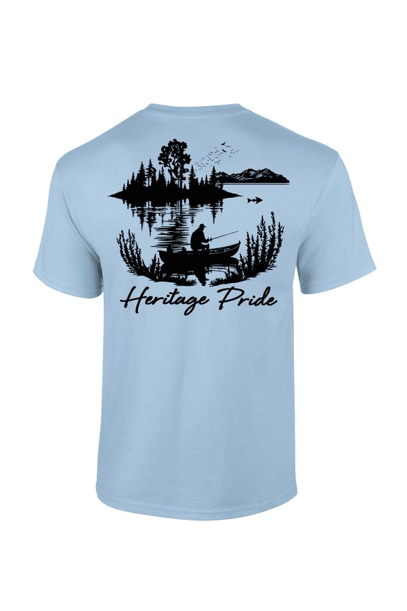 Lone FIsherman Outdoors Fishing Short Sleeve T-shirt-Light Blue-xxxl