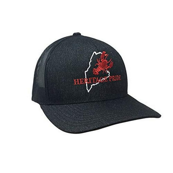 Heritage Pride Maine Lobster State Pride Trucker Mesh Hat- Black Heather, Black Mesh