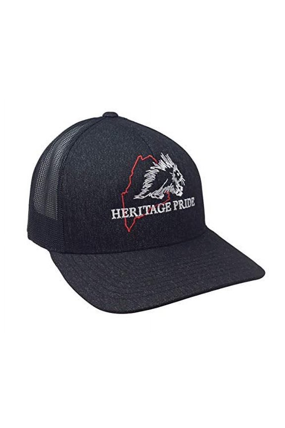 Maine Porcupine State Pride Trucker Mesh Hat- Black Heather, Black Mesh