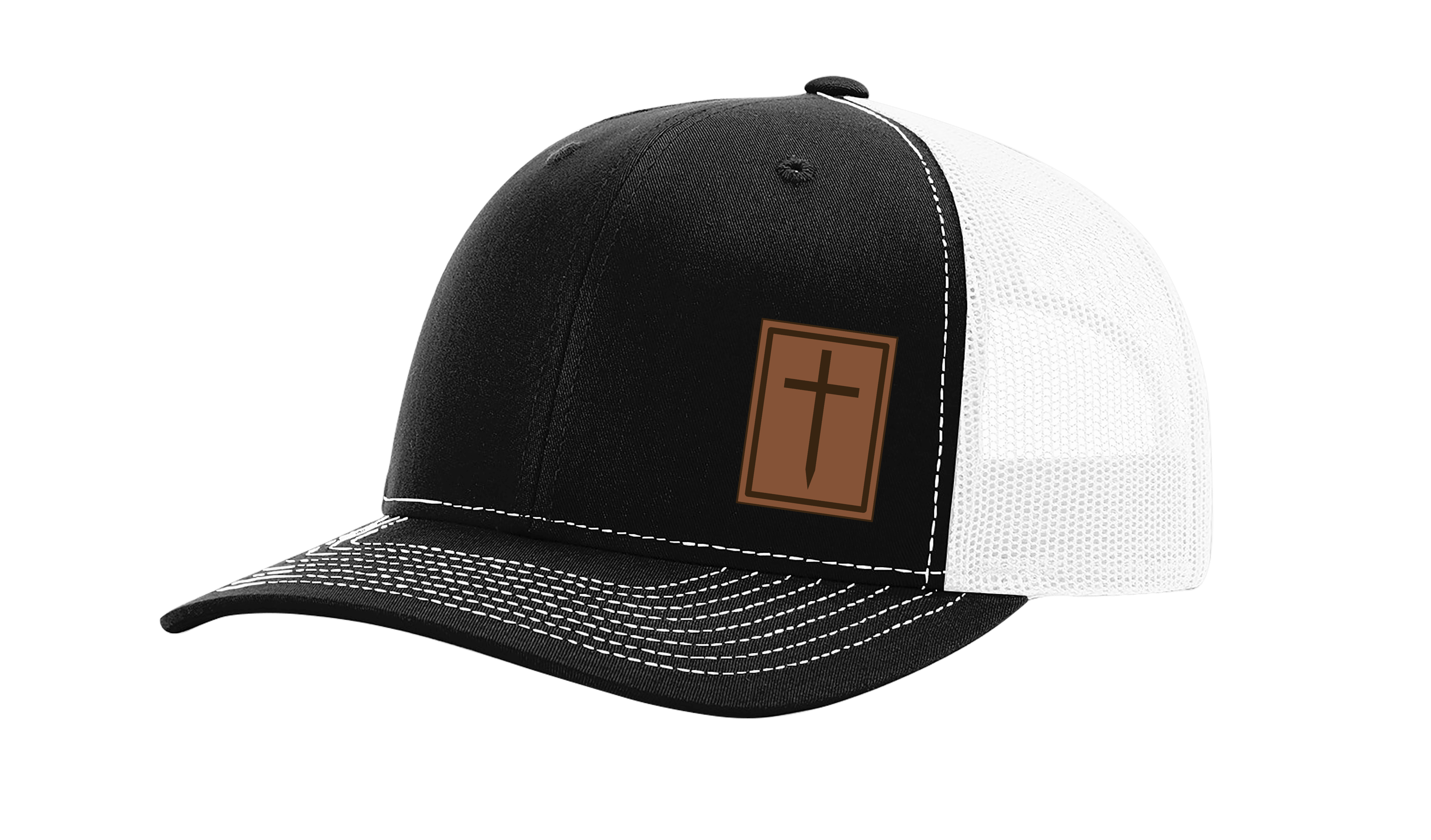Heritage Pride Script Logo Laser Engraved Leather Mens Trucker Hat Baseball  Cap, Break Up Country Camo/Chocolate 