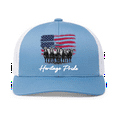 thumbnail image 1 of Heritage Pride Men's Embroidered Mesh Back Trucker Hat - American Flag & Angus Cattle Design, Columbia Blue/White, 1 of 1