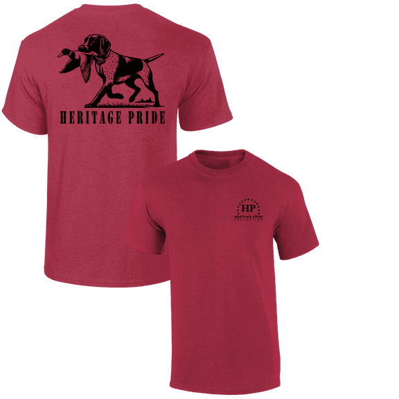Heritage Pride Mens Duck Hunting Dog Outdoors Short Sleeve T-Shirt-Antique Cherry-X-Large