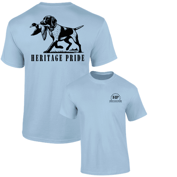 Heritage Pride Mens Duck Hunting Dog Outdoors Short Sleeve T-Shirt-Light Blue-Small