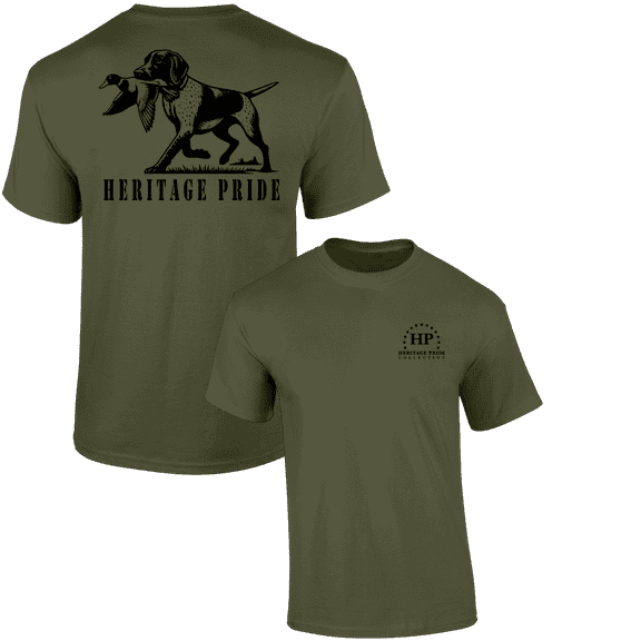 Heritage Pride Mens Duck Hunting Dog Outdoors Short Sleeve T-Shirt-Military Green-Small